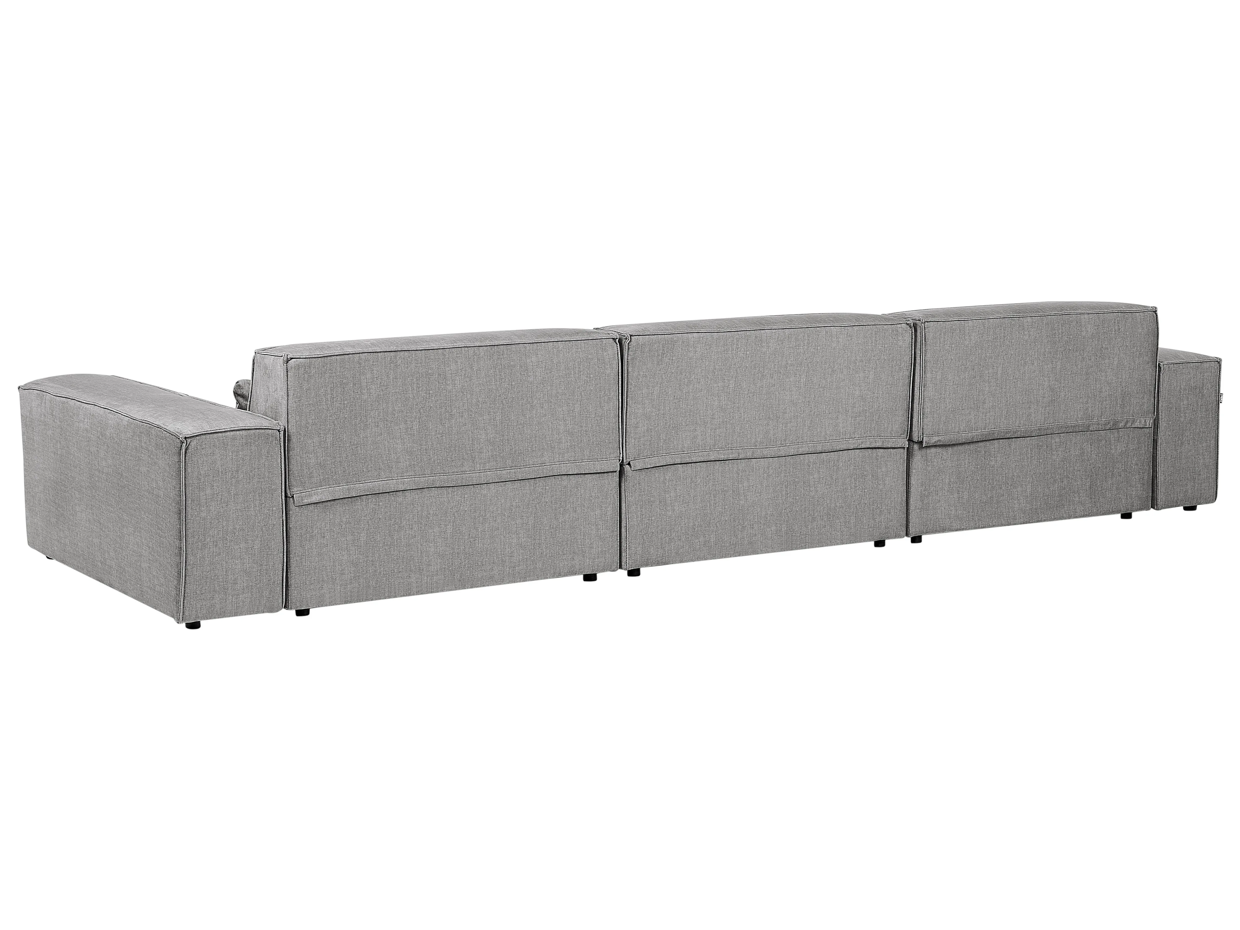 Modulaire hoekbank 3-zits HELLNAR Stof Grijs met ottomaan linkszijdig