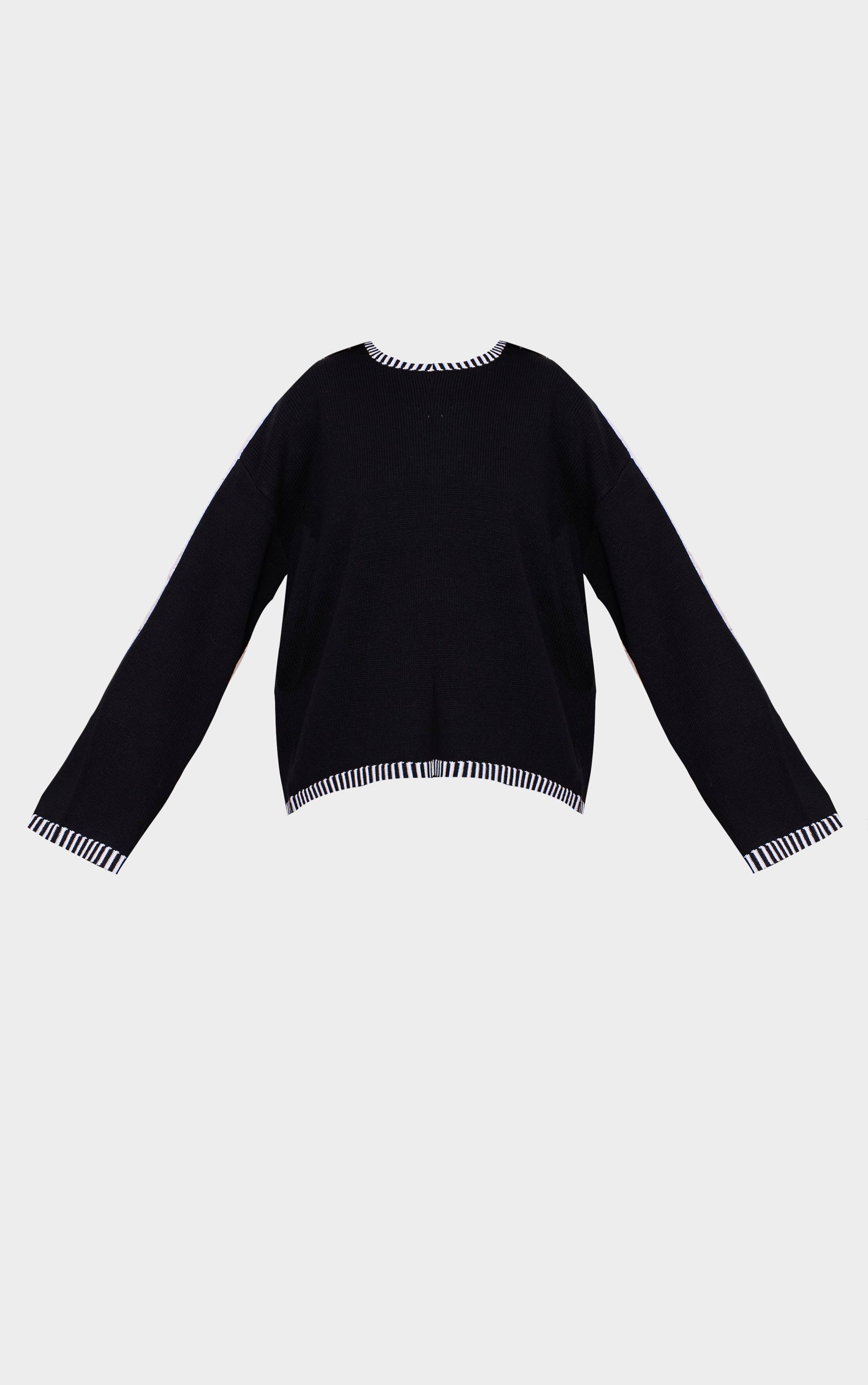 Monochrome Synthétiquell Oversize En Maille Avec Détail De Coutures Contrastées