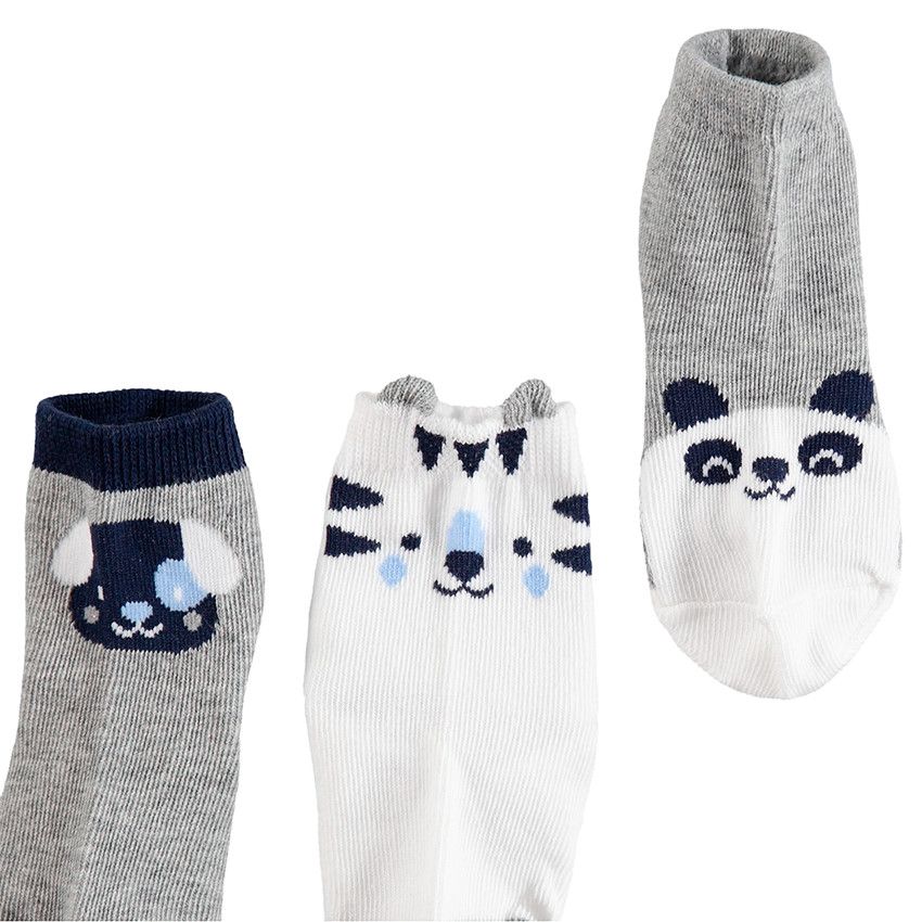 Lot de 3 paires de chaussettes motifs panda - Ecru