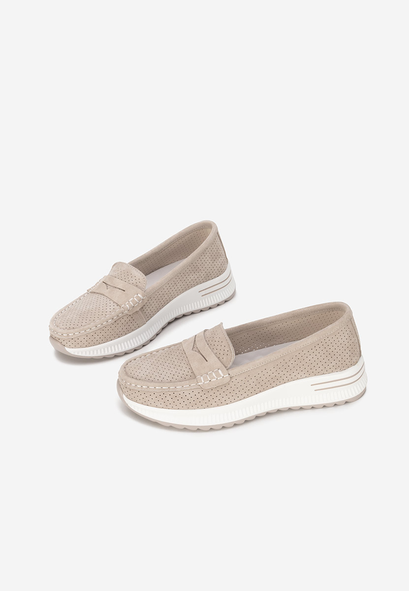 Mocassins femme en cuir beige Seliona