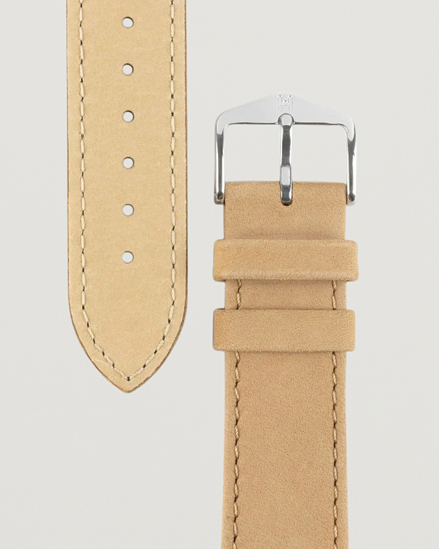 HIRSCH Osiris Calf Leather Nubuck Effect Watch Strap Beige