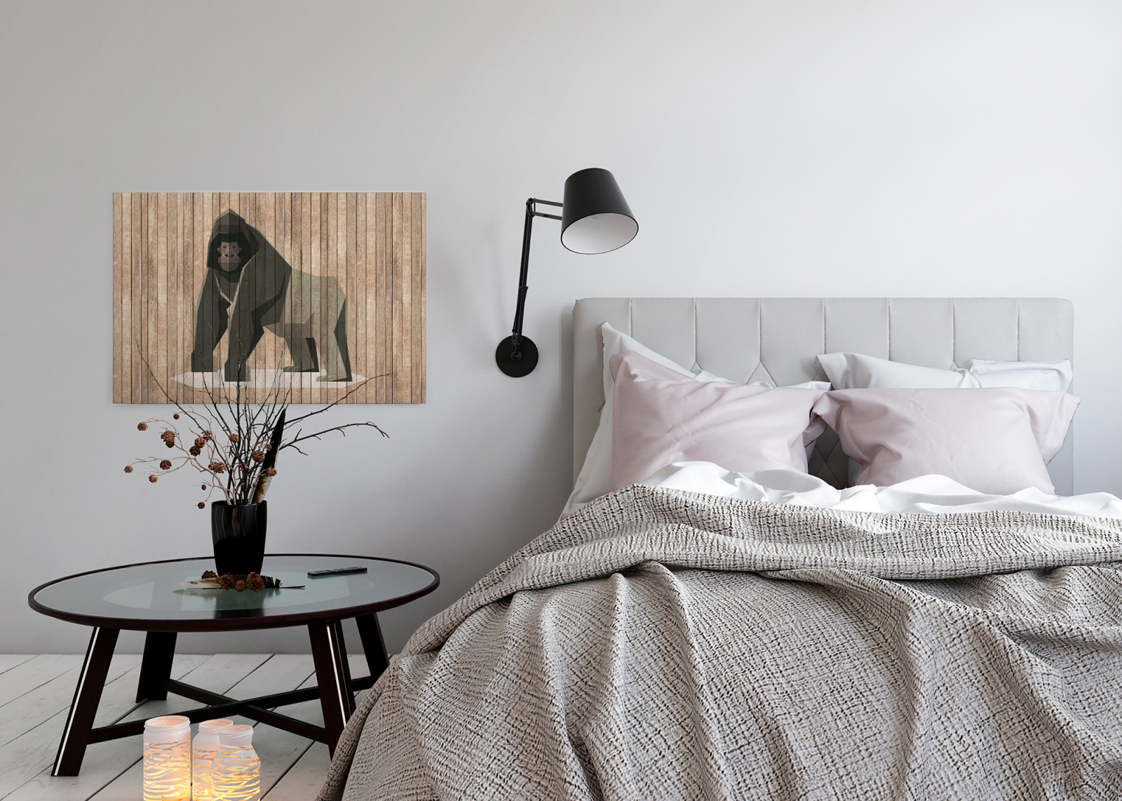 Leinwandbild GORILLA - braun-grau - 90x60 cm