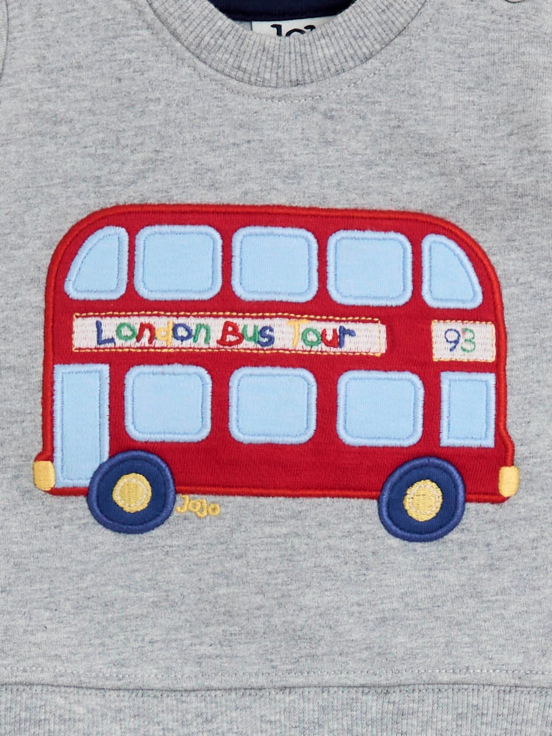 Grijze Londense bus - JoJo Maman Bébé 2-Piece Appliqué Sweatshirt & Joggers Set