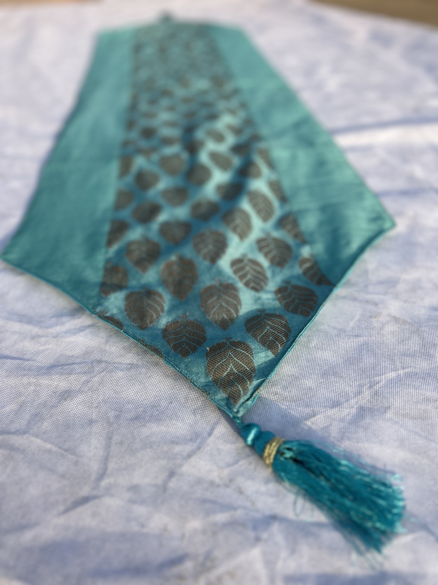 Tischläufer 'Andopur' blau-kupfer, L 150 cm, B 40 cm von fischer's lagerhaus