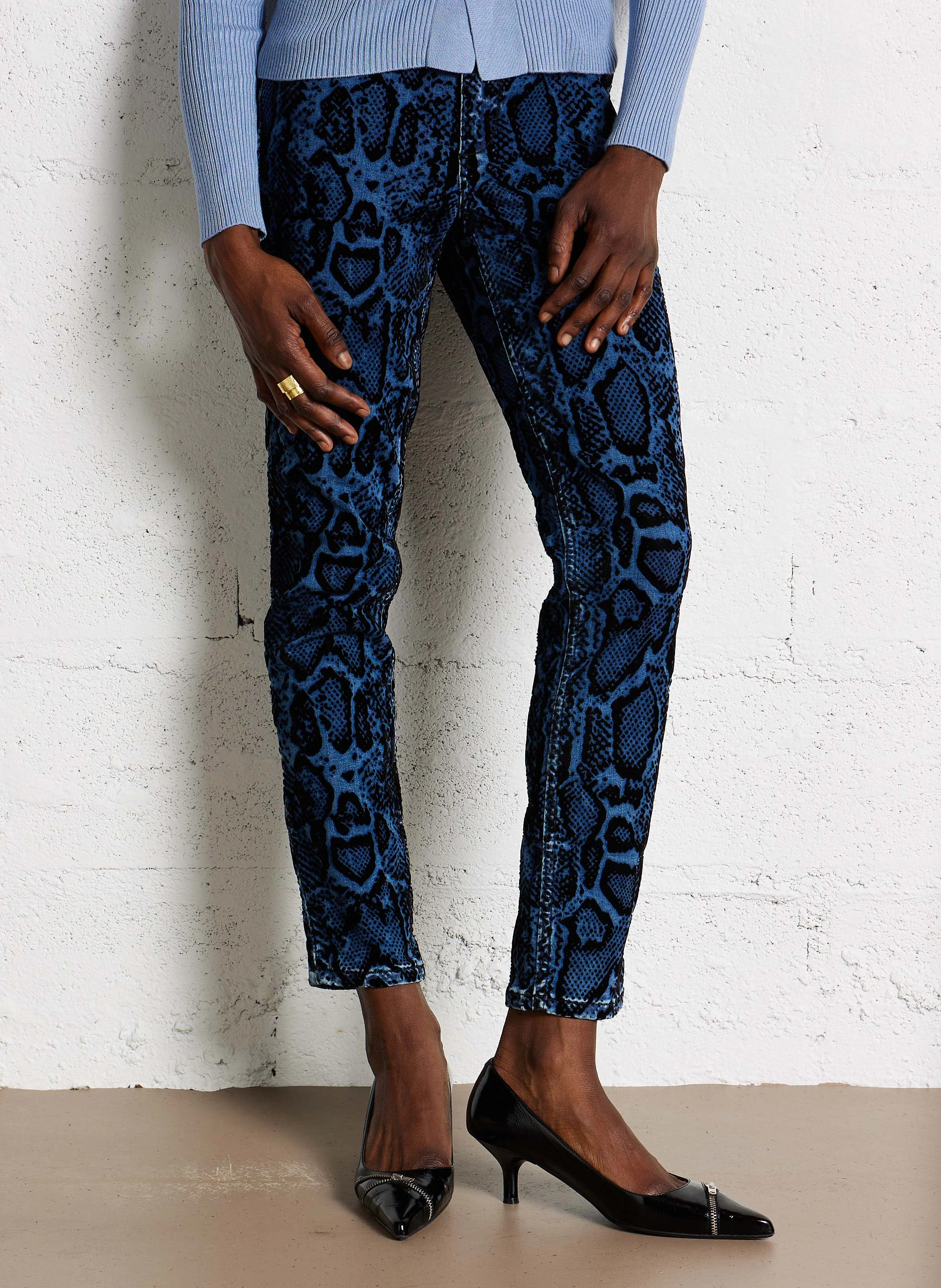 Jean slim en coton mélangé | Bleu