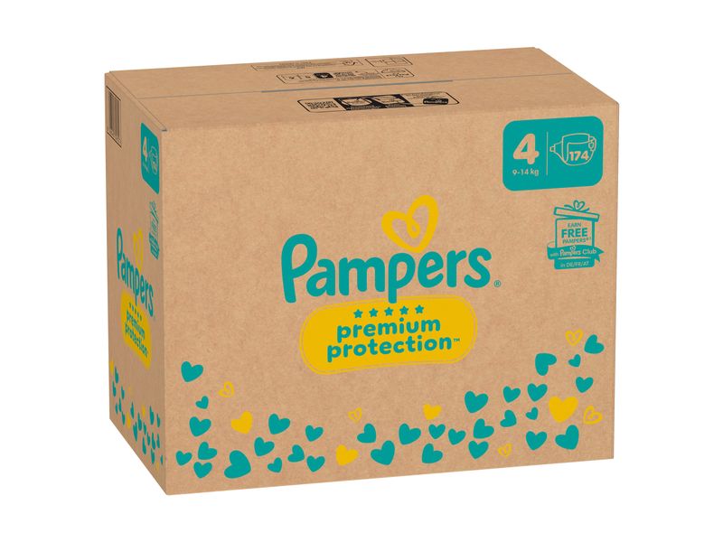 Pampers Windeln Premium Protection Maxi Grösse 4 Monatsbox 9-14 kg, 174 Stück