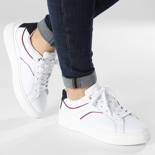 Baskets Femme Court Sneaker 7122 White Red Blue