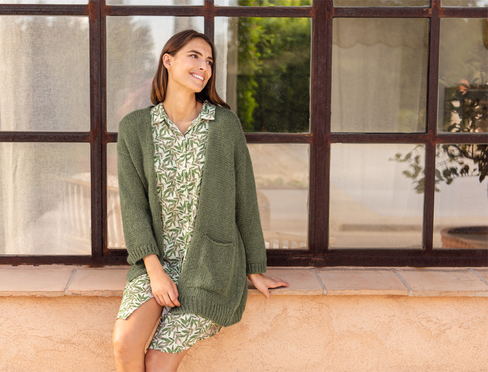 Gilet en maille-Floraison