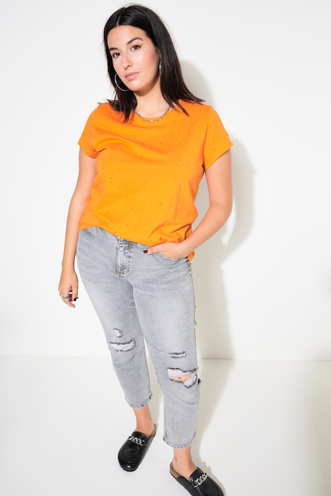 T-Shirt, Classic Shape, Glitzersteinchen