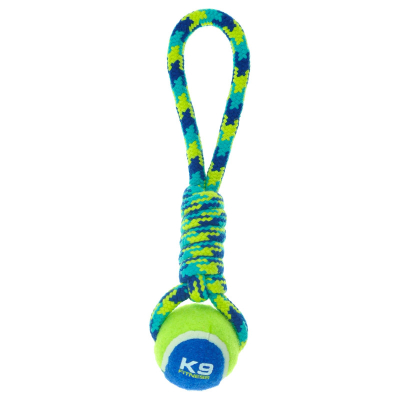 Zeus Hundespielzeug K9 Fitness Tennis Ball Rope Tug