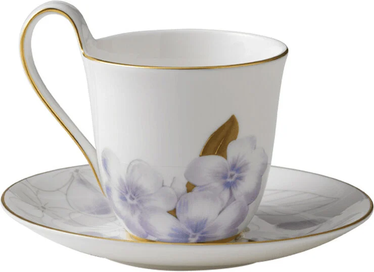 Royal Copenhagen Flora 27 cl. højhankskop med underkop - Rhododendron Hvid, multi