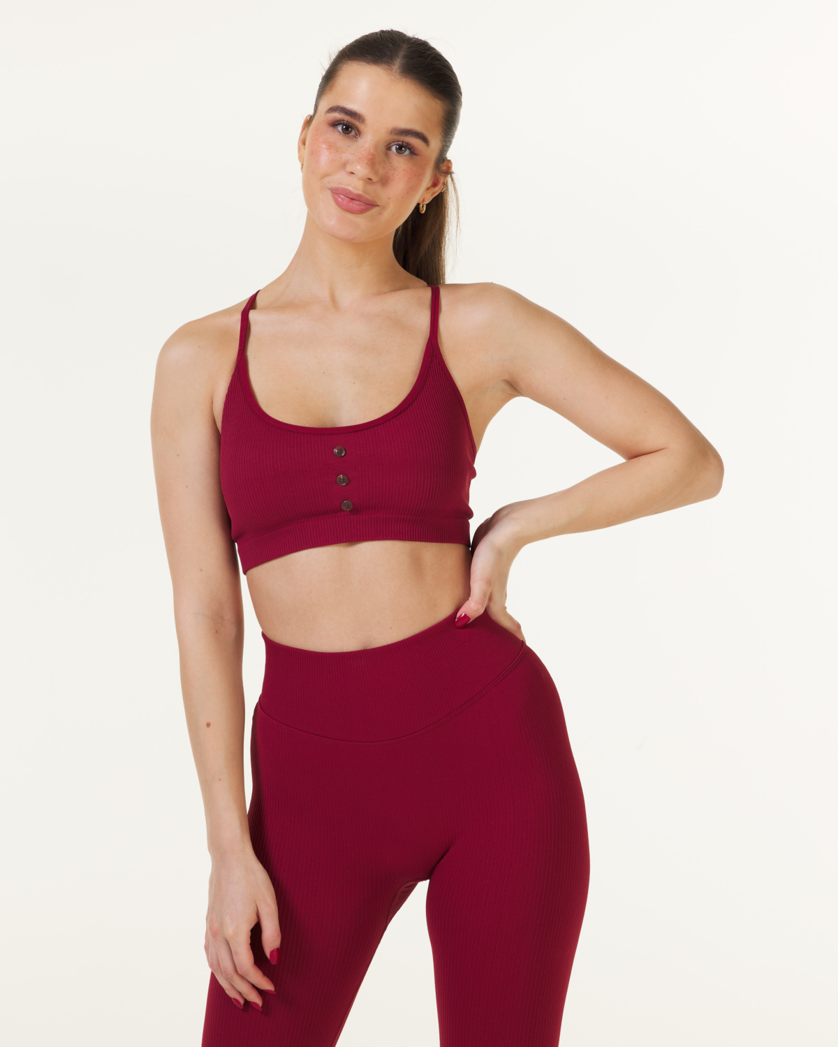 Bumpro Perfect Rib Button Bra Wine