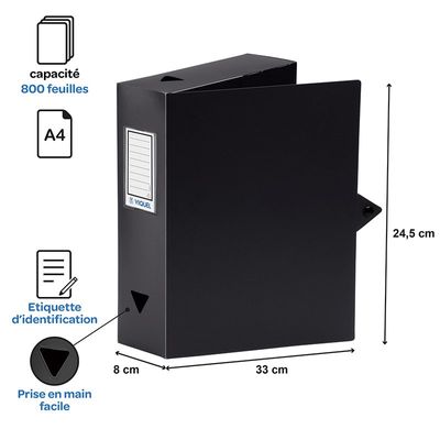Viquel - Boîte de classement plastique - dos 80 mm - disponible dans différentes couleurs