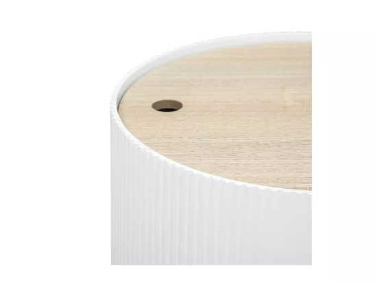 Table à Café avec Coffre de rangement en bois peint Blanc D 38,5 cm