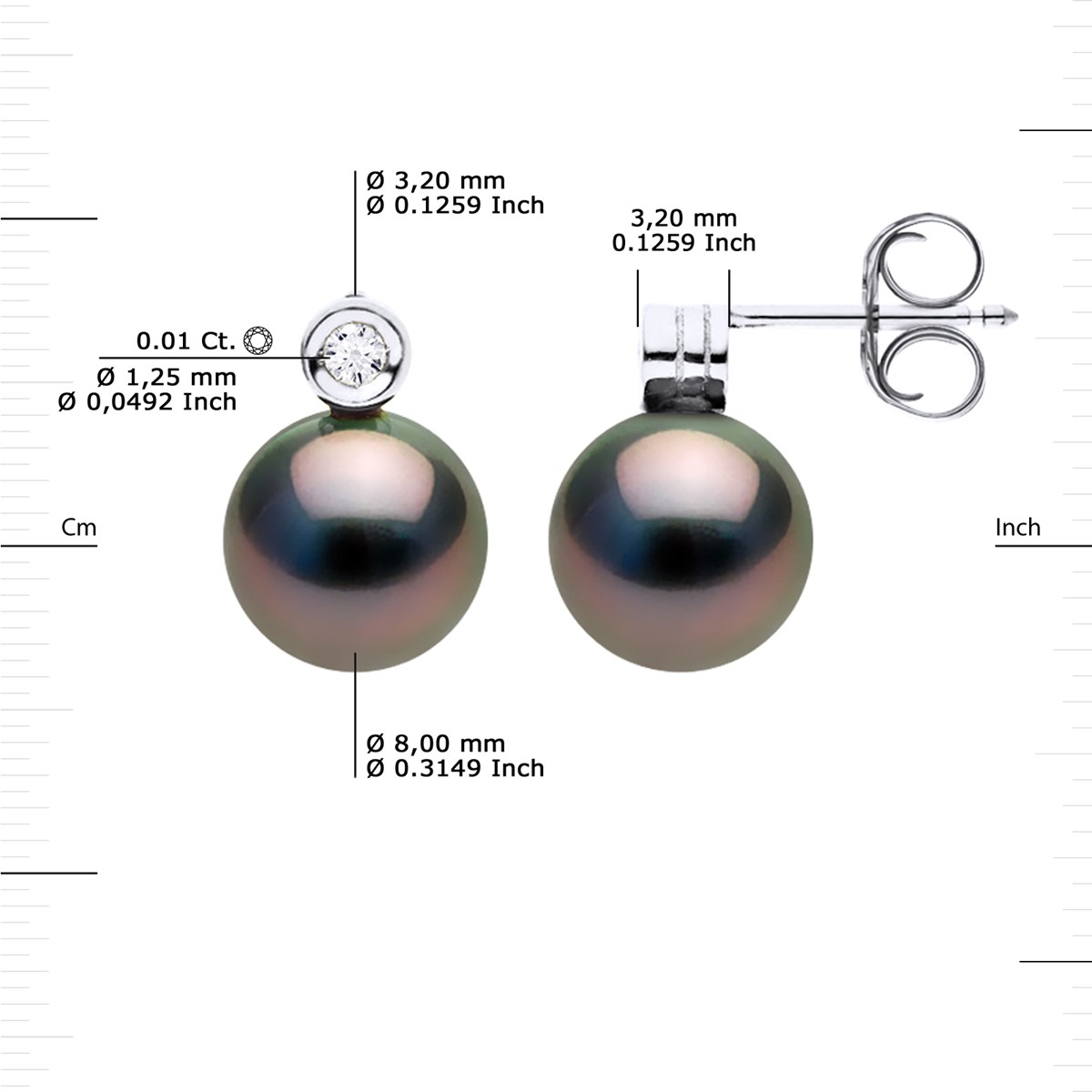 STELLA - Boucles d'Oreilles Perles de Tahiti & Diamant - Or 18 Cts