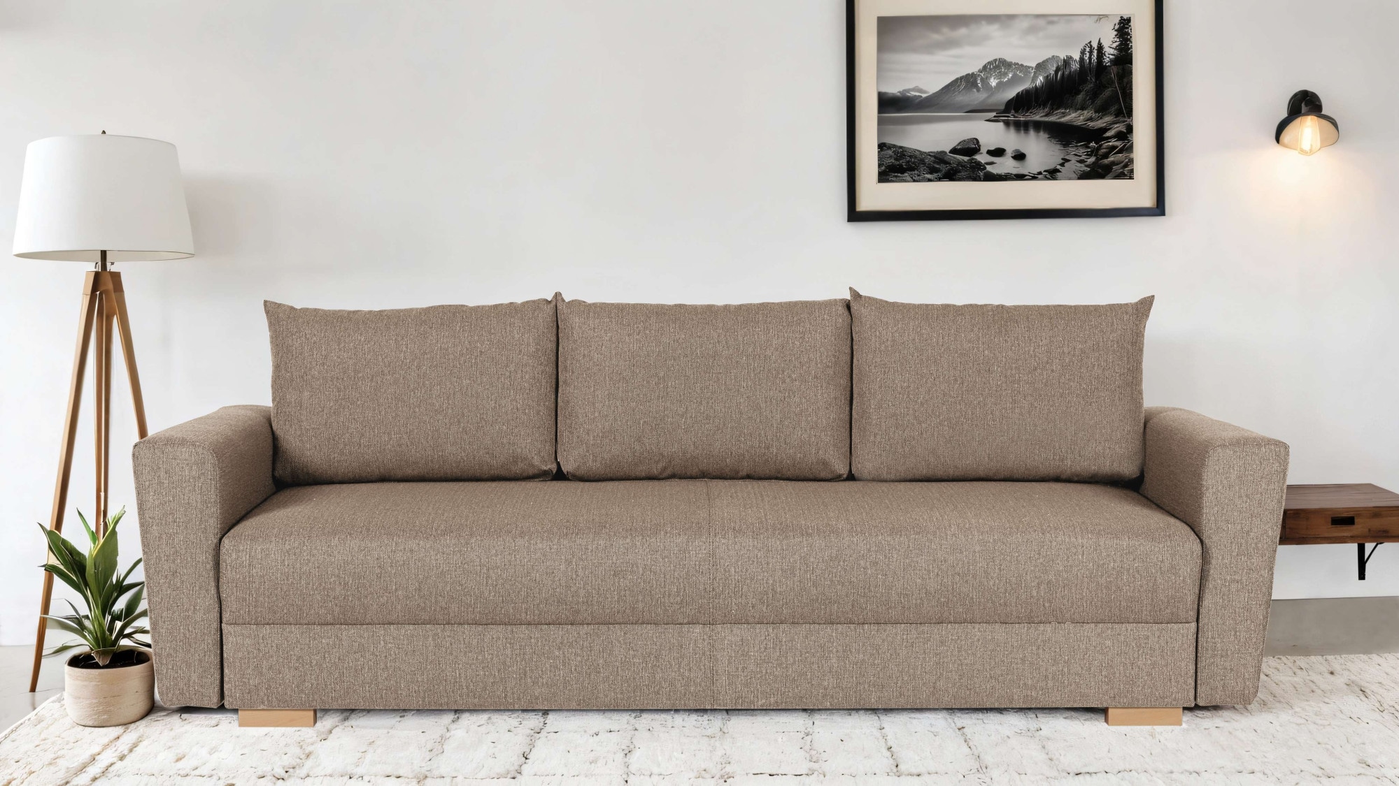 Home affaire 3-Sitzer »MAGHERA Schlafsofa mit Bettkasten, in hochwertiger Verarbeitung« mit Wellenunterfederung, pflegeleicht Material, B/H/T 230/92,5/79 cm