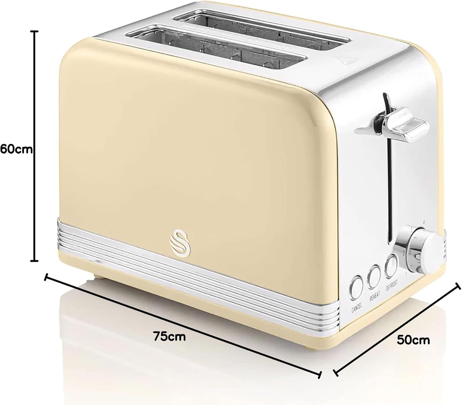 Swan Retro Ensemble Petit-Déjeuner, Bouilloire 1,8 L, Grille-Pain 2 Tranches à Fente Large, Micro-Ondes Numérique 20L, 6 Niveaux de Puissance, Minuteur, Porte Miroir, Design Vintage, Crème