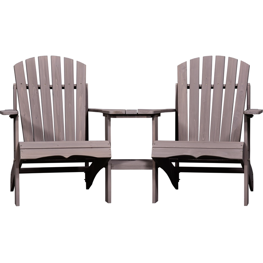 Outsunny Gartenbank mit Tisch und Schirmloch grau