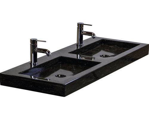 Sanox Dante badkamermeubelset (B x H x D): 121 x 58 x 45,5 cm, frontkleur: beton antraciet, met wastafel in natuursteen zwart