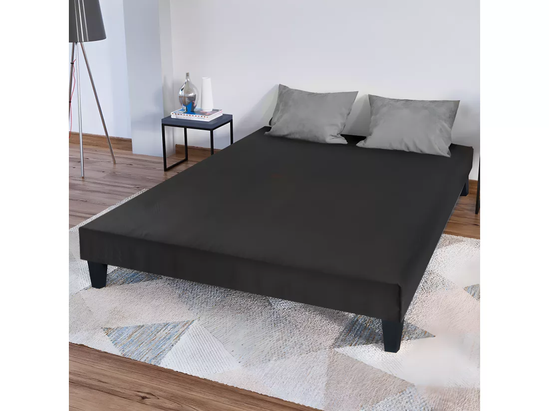 BELLECOUR LITERIE | Sommier tapissier CAPUCINE 90x200 cm | Epaisseur 13 cm | Gris anthracite (pieds non inclus)