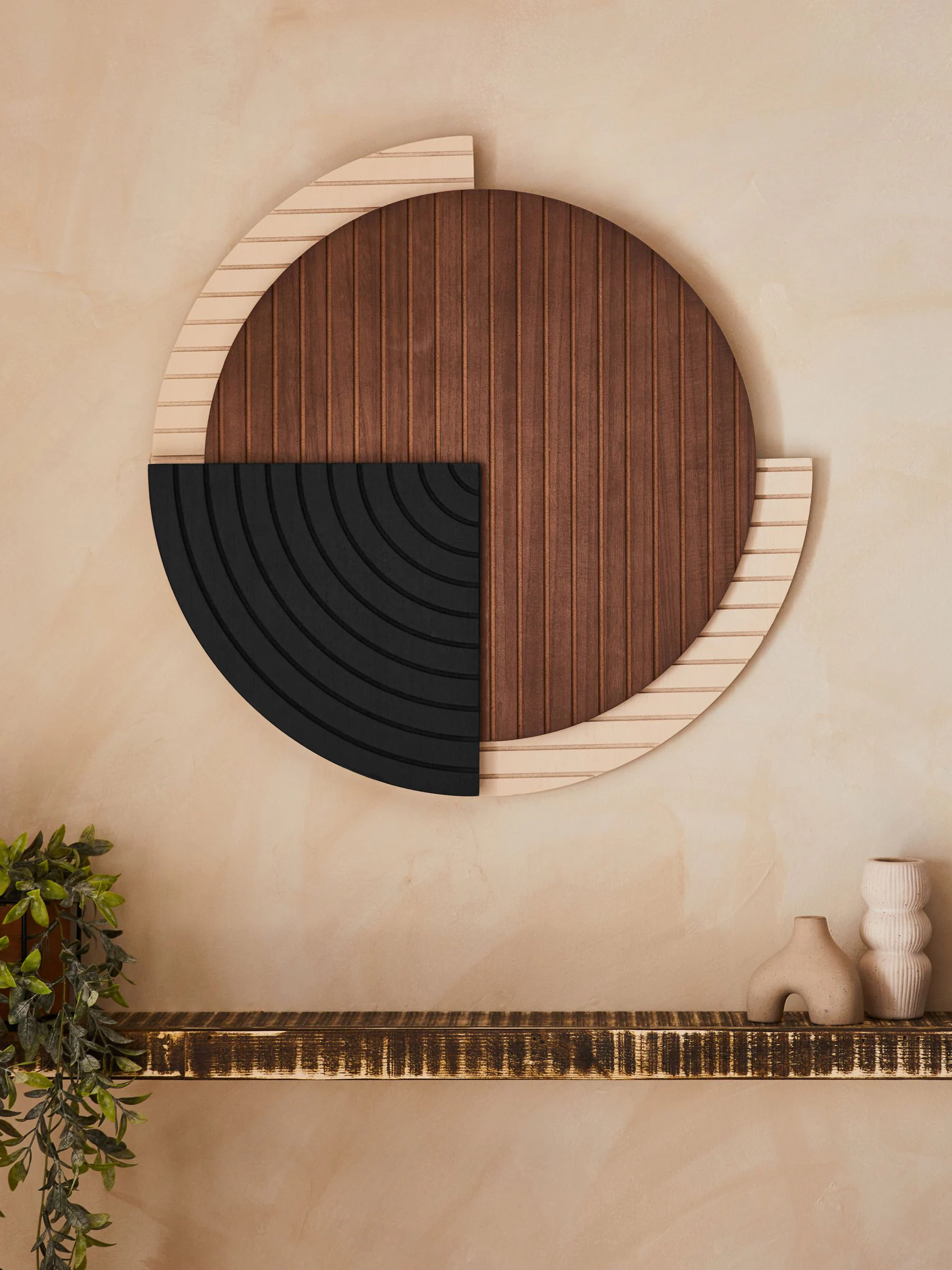 Bronx circulaire wanddecoratie van hout