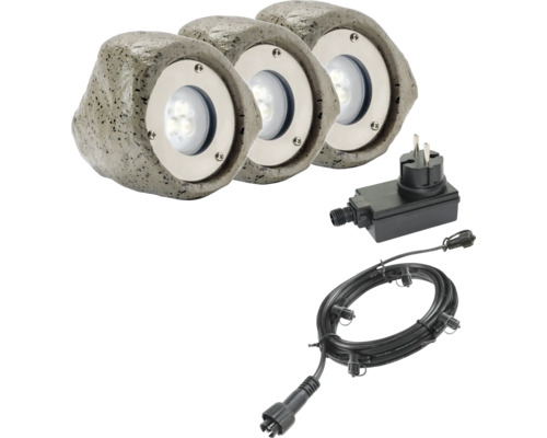 LED-verlichte stenenset, 3-delig, Invorio 1,8 W 150 lm 3000 K warm wit