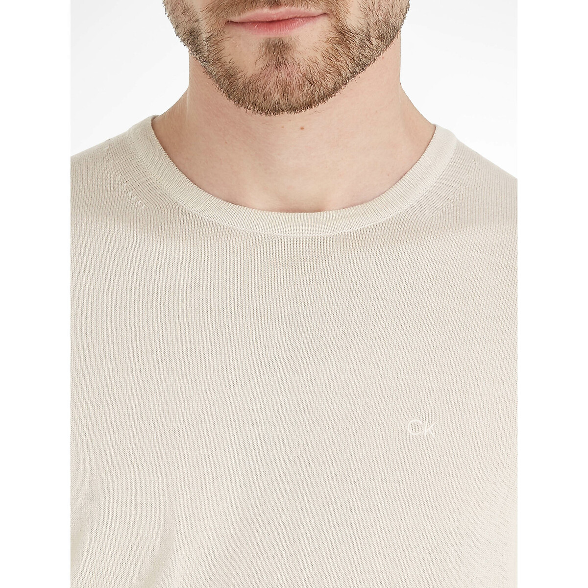 CALVIN KLEIN<br>Suéter de lã com gola redonda