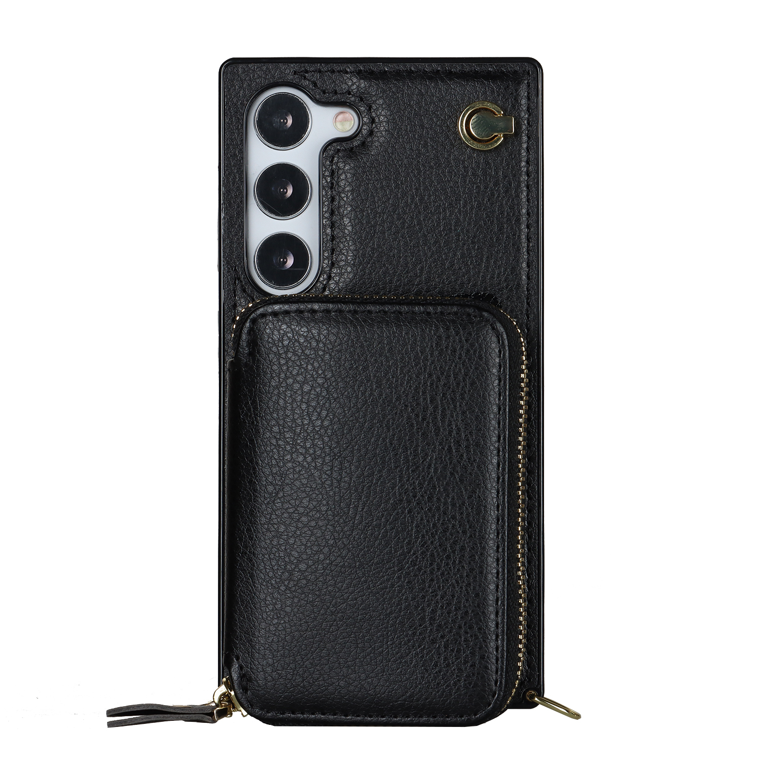 Samsung Galaxy S23 5G Necklace Leder Schutz Hülle mit Kartenfächer   Handykette (140cm) - Schwarz