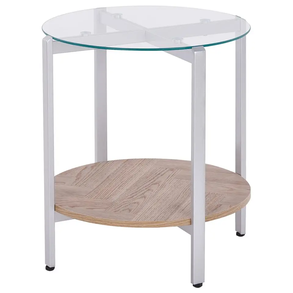 LOVELL - Bijzettafel - Lichtbruin/Zilver - Hout
