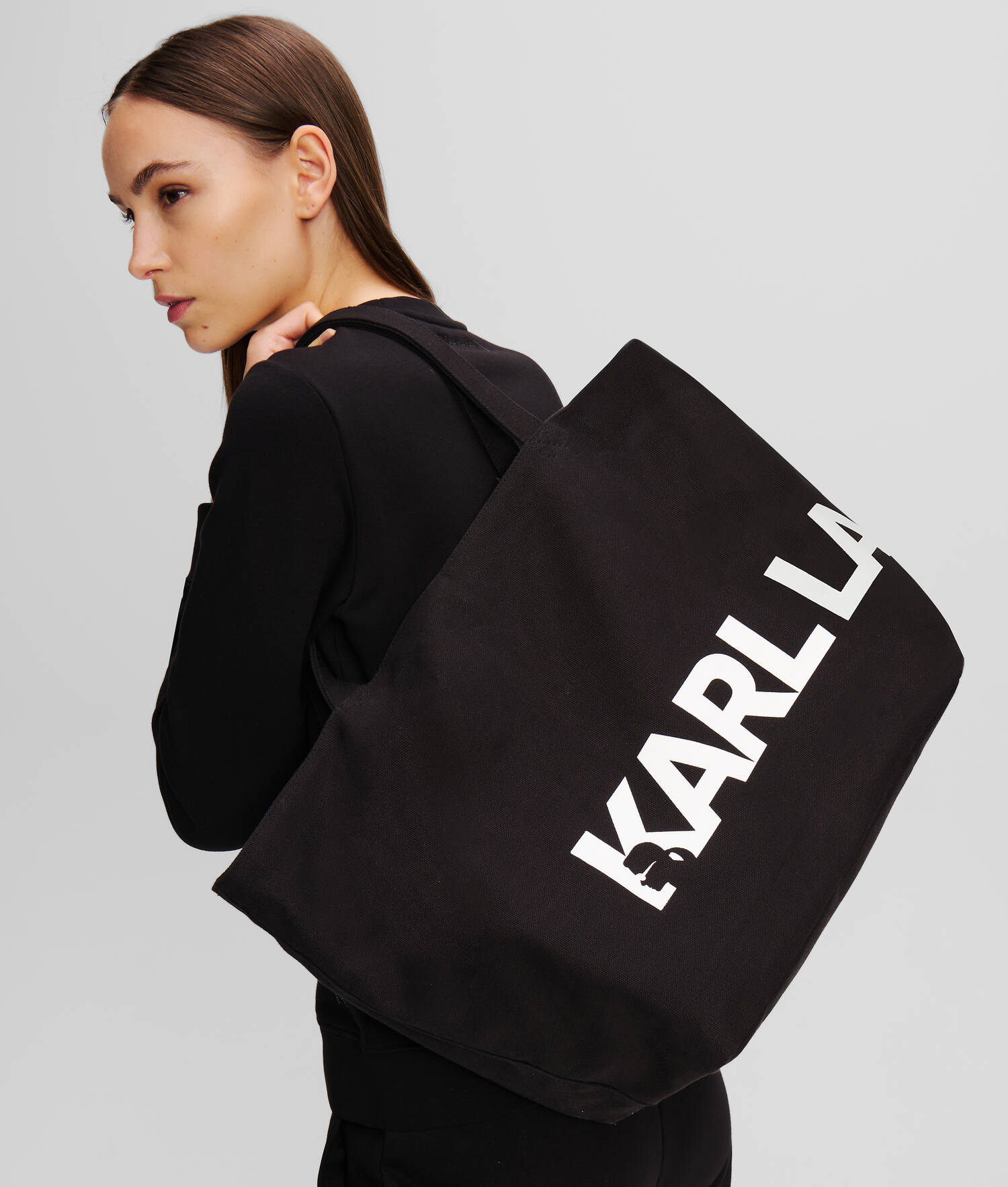 CABAS AVEC LOGO K/ESSENTIAL OVERSIZE - Noir/Blanc