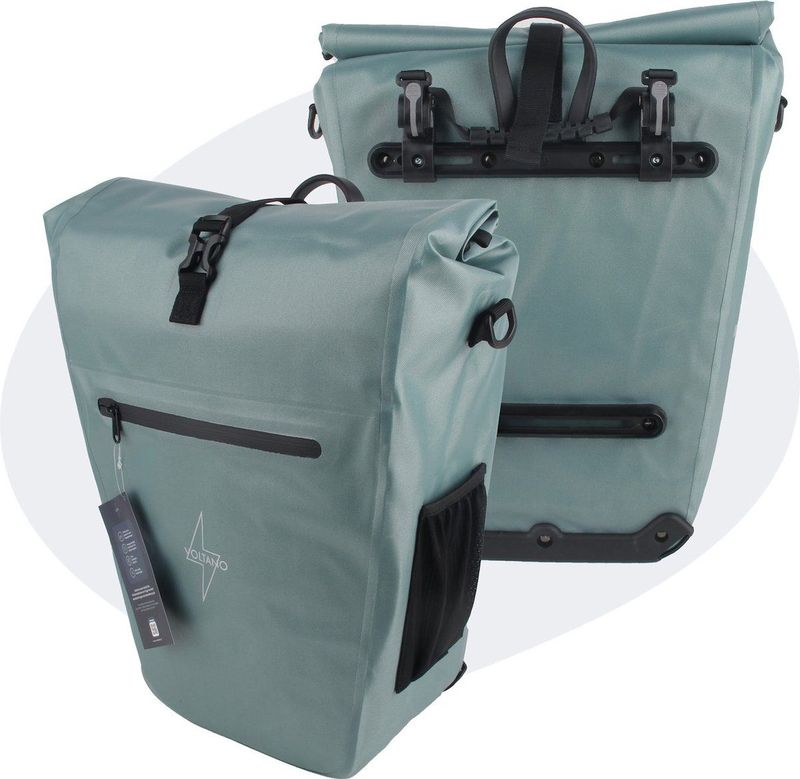 Voltano - Luxe E-bike Fietstas - Ice Blauw - 28L - Pakaftas Met Laptopvak - 100% Waterdicht