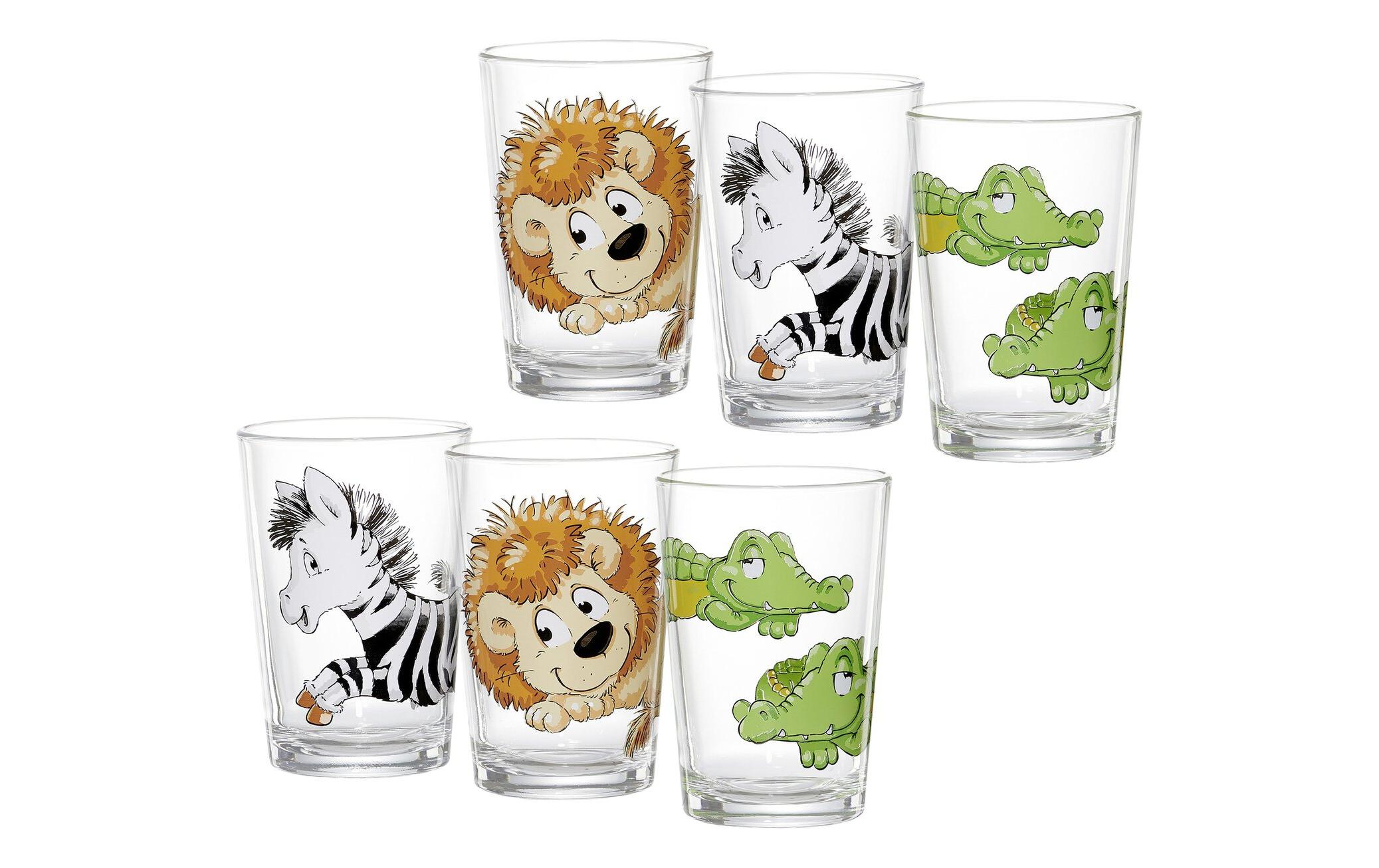 Kindertrinkglas Happy Zoo 6 StückTrinkgläser für Kinder