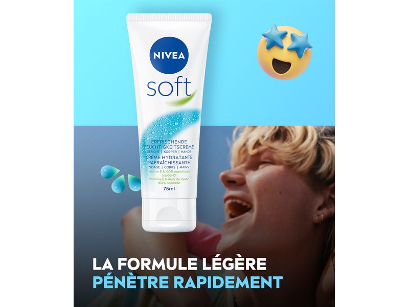 NIVEA Körperpflege Soft Tube 75 ml Körpercreme spendet erfrischende Feuchtigkeit und einen natürlichen Glow