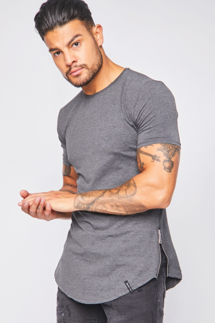 T-shirt à zip oversize Brentiny gris