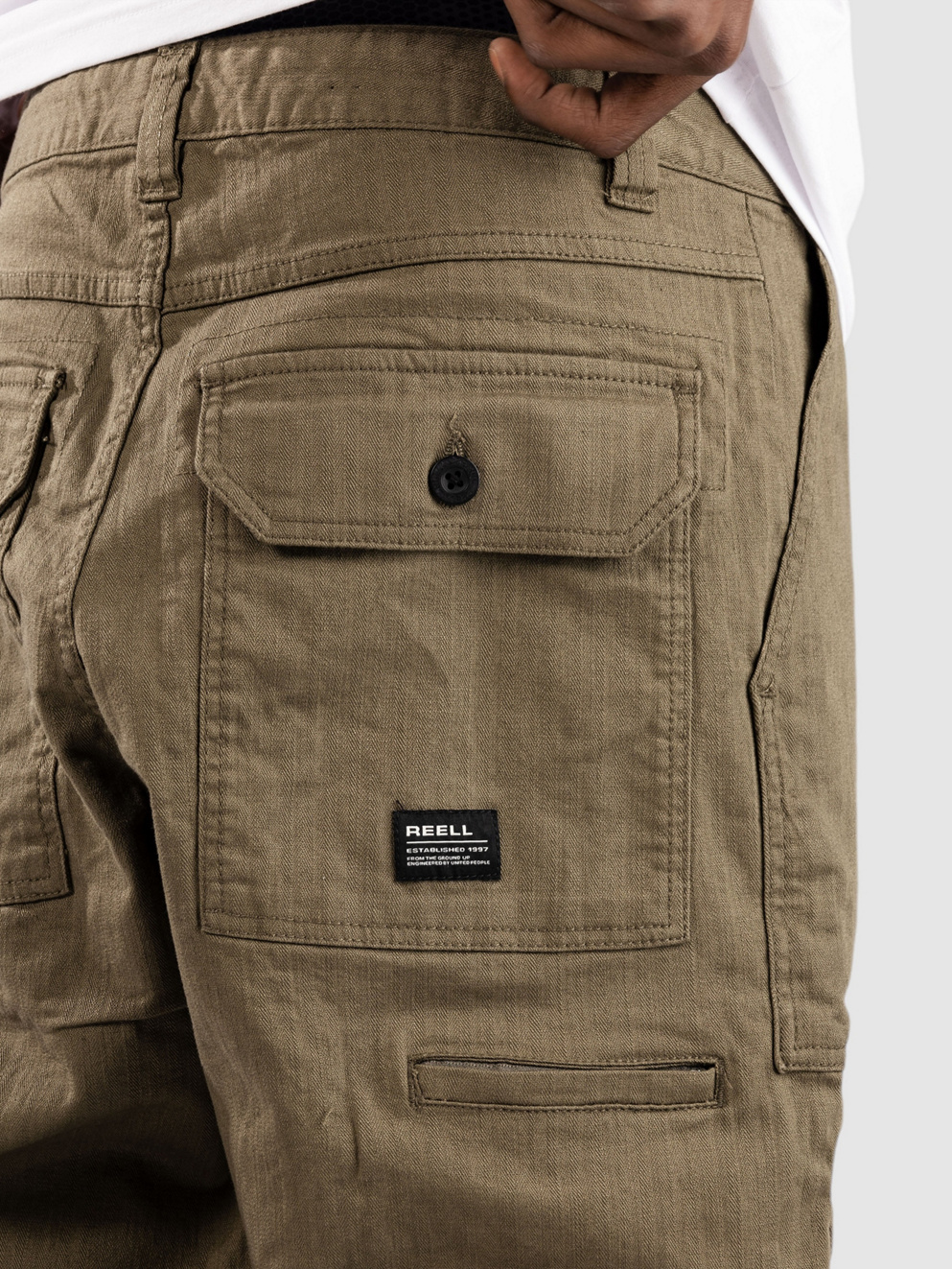 REELL Parker Pants olive herringbone twill