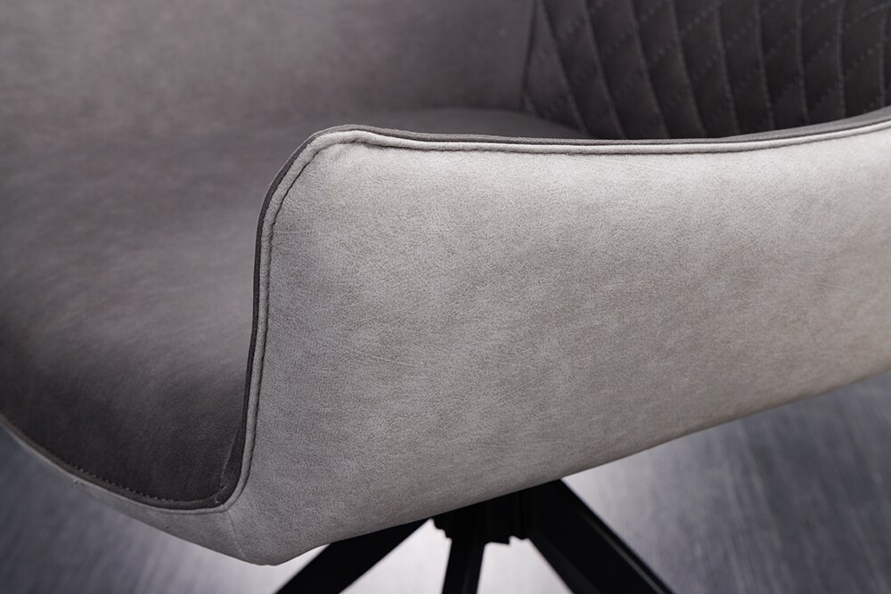 riess-ambiente Stuhl ALPINE - drehbar grau hellgrau Armlehnen schwarze Metallbeine Microfaser
