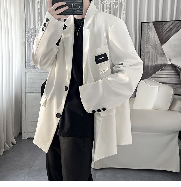 WidoWilder - Blazer met reverskraag en applicatie en één rij knopen