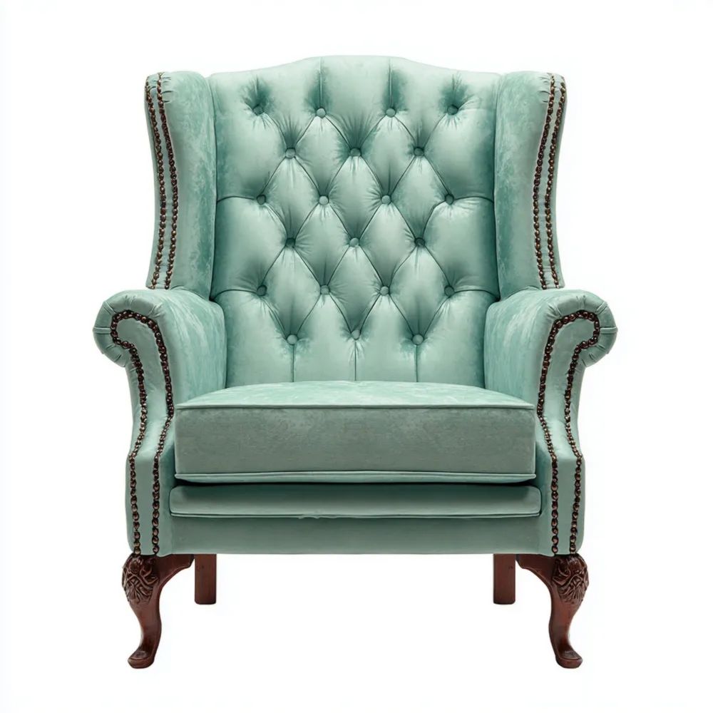 Ohrensessel Samt 105x85x79 cm – Hellgrün