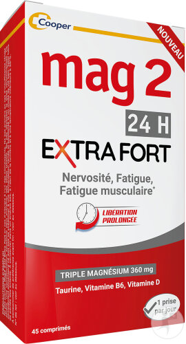Mag2 Extra Fort 24H Magnésium Marin Vitamine D Taurine 45 Comprimés