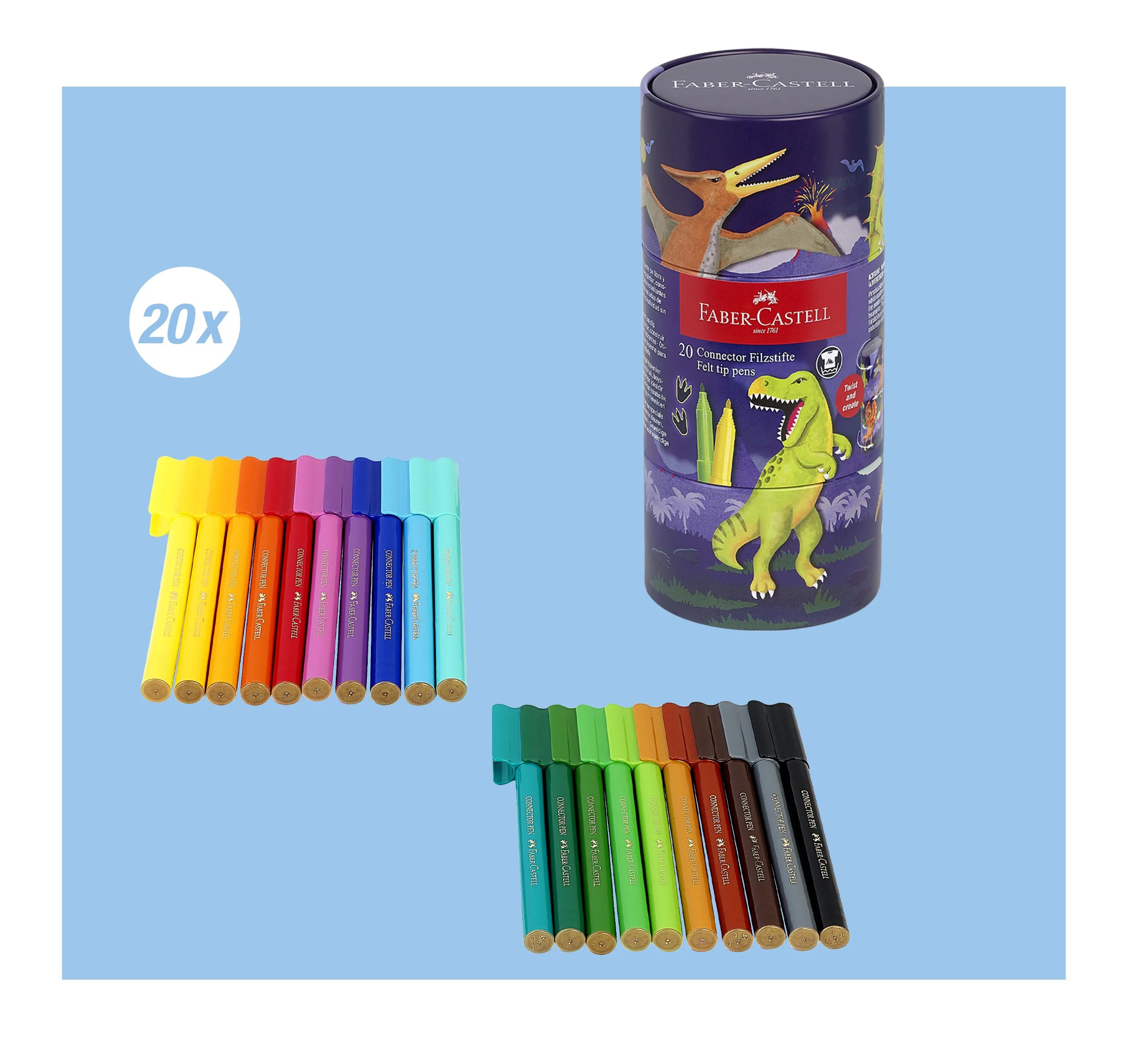 Faber-Castell - Filtpen Connector - dinosaur