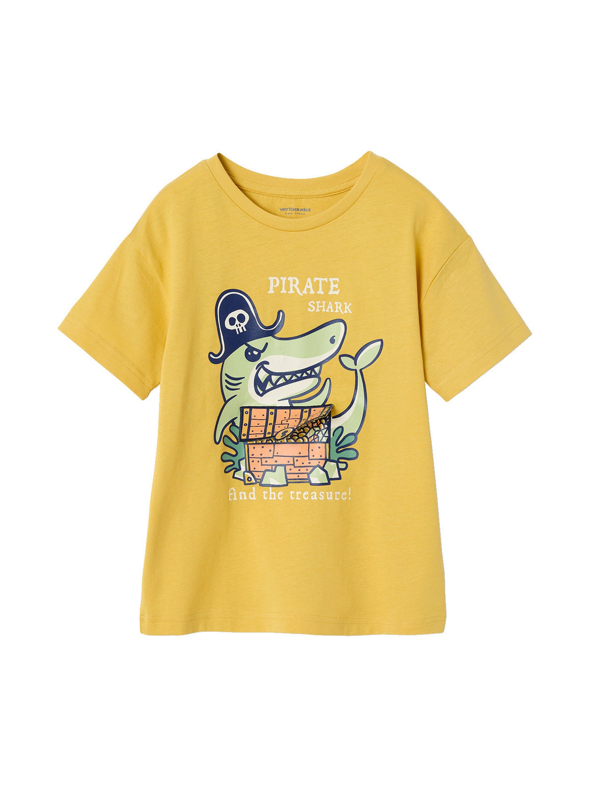 Vertbaudet Jungen T-Shirt mit witzigem Print und Recycling-Baumwolle ocker