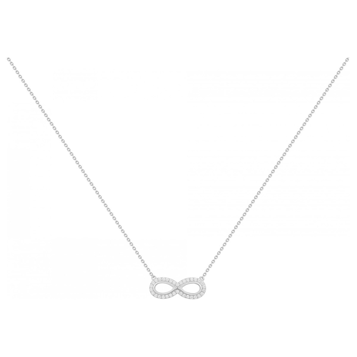 Collier mono-motif en Argent avec oxyde de zirconium blanc