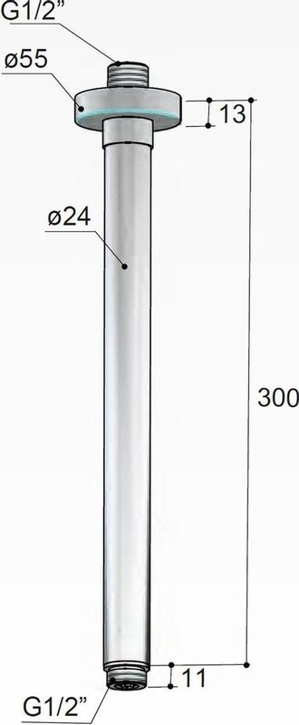 Hotbath - Cobber Plafondbuis - Chroom - 30 cm - Hoogwaardig Messing