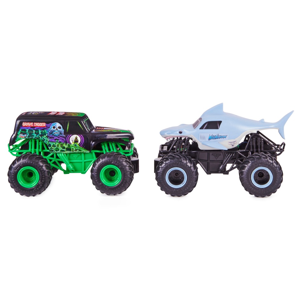 Monster Jam: Grave Digger vs. Megalodon – Rennrivalen – ferngesteuerte Trucks im Maßstab 1:24