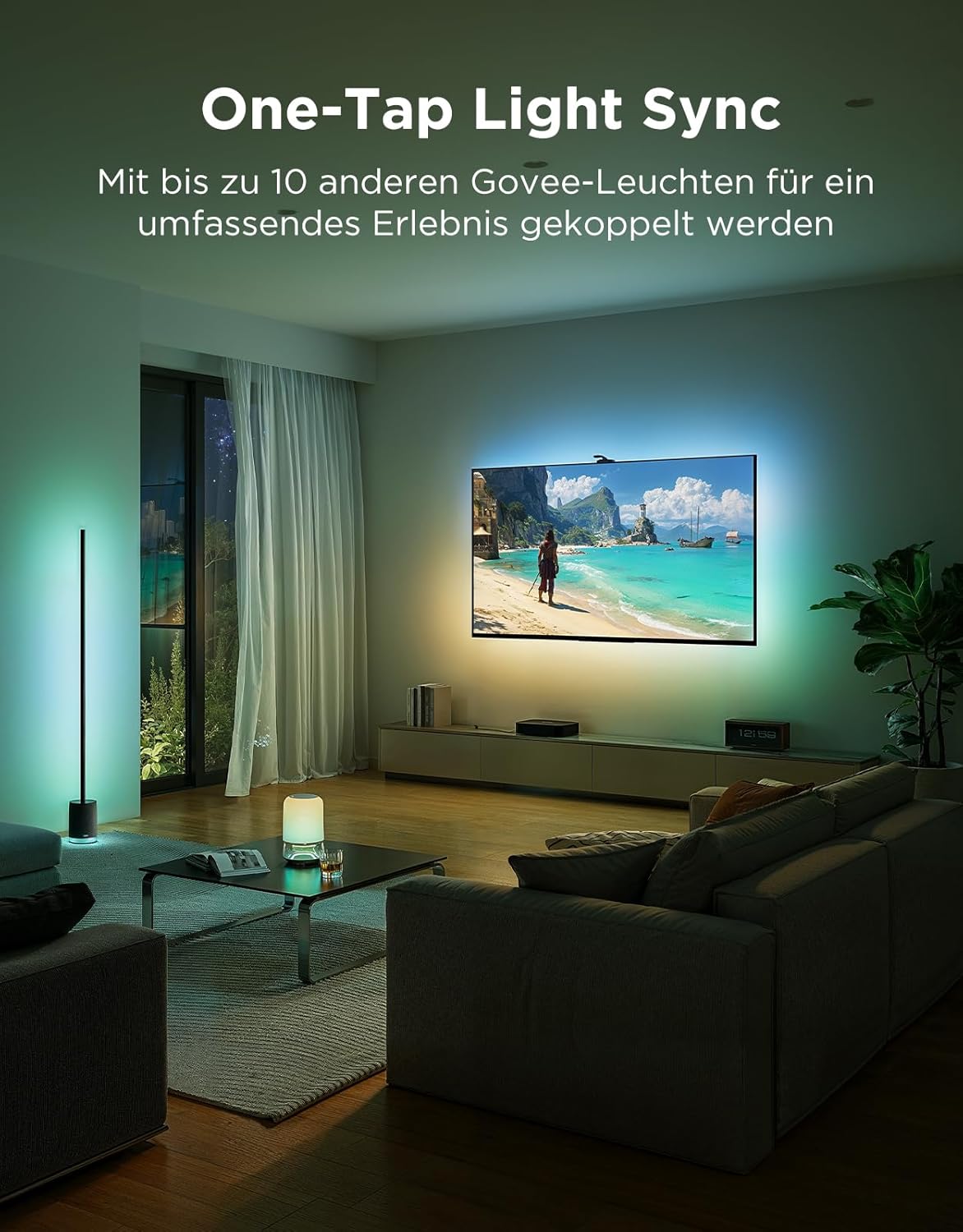 Govee TV Hintergrundbeleuchtung 3 Pro mit HDR-Dreifachkamera, 3,6M 5 in 1 RGBWWIC TV LED Streifen für 55–65 Zoll TVs, 75 LEDs/M, Unterstützt AI-Filter, Sprach- & APP-Steuerung DreamView Sync