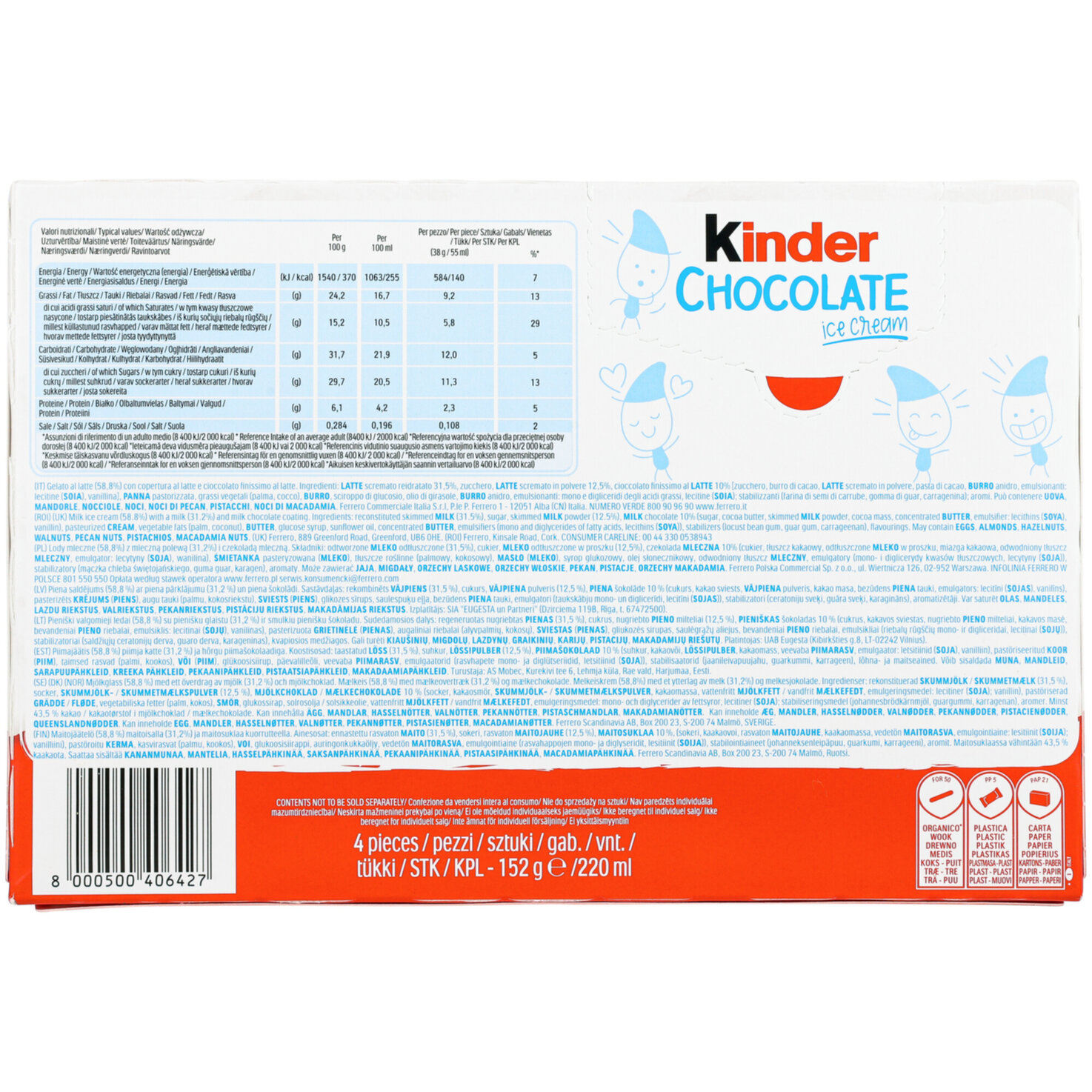 Ferrero Kinder Schokoladen Stick 4x55ml