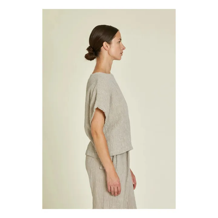 Black Crane Top Basique Lin | Gris clair