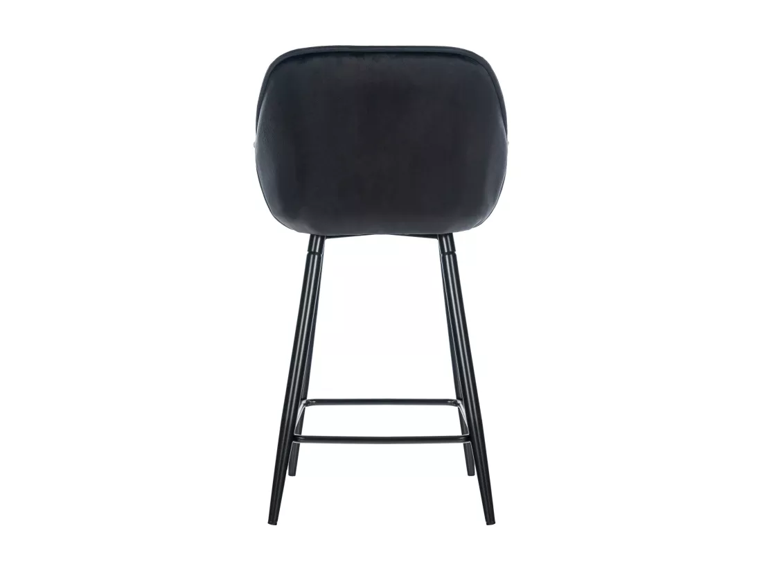 Lot de 2 Tabouret de bar - Velours & Métal noir mat - Noir - Gibson