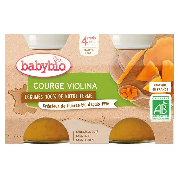Babybio Legumes Orgânicos em Vaso de Abóbora +4 meses Pacote com 2 x 130g