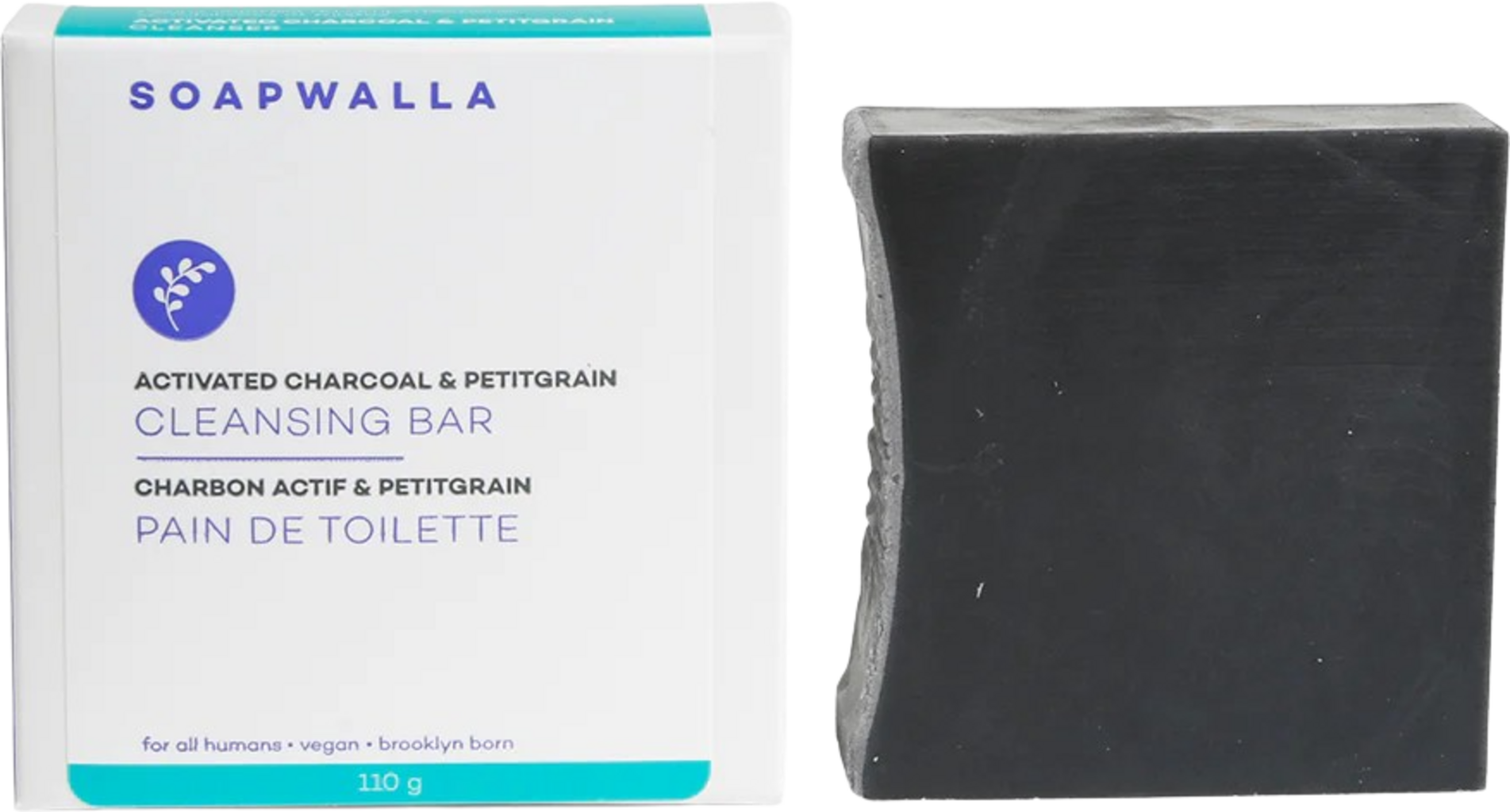 Soapwalla  Soap Bar Activated Charcoal & Petitgrain, 110 g